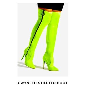 “GWYNETH STILETTO BOOT” (Neon Green)